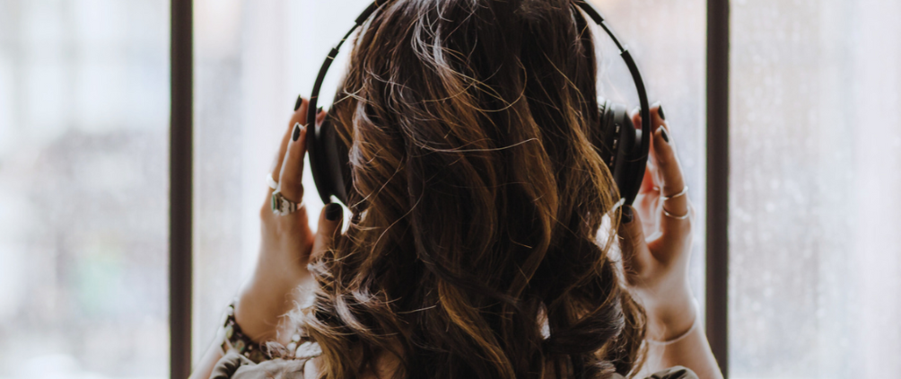 Woman wearing headphones