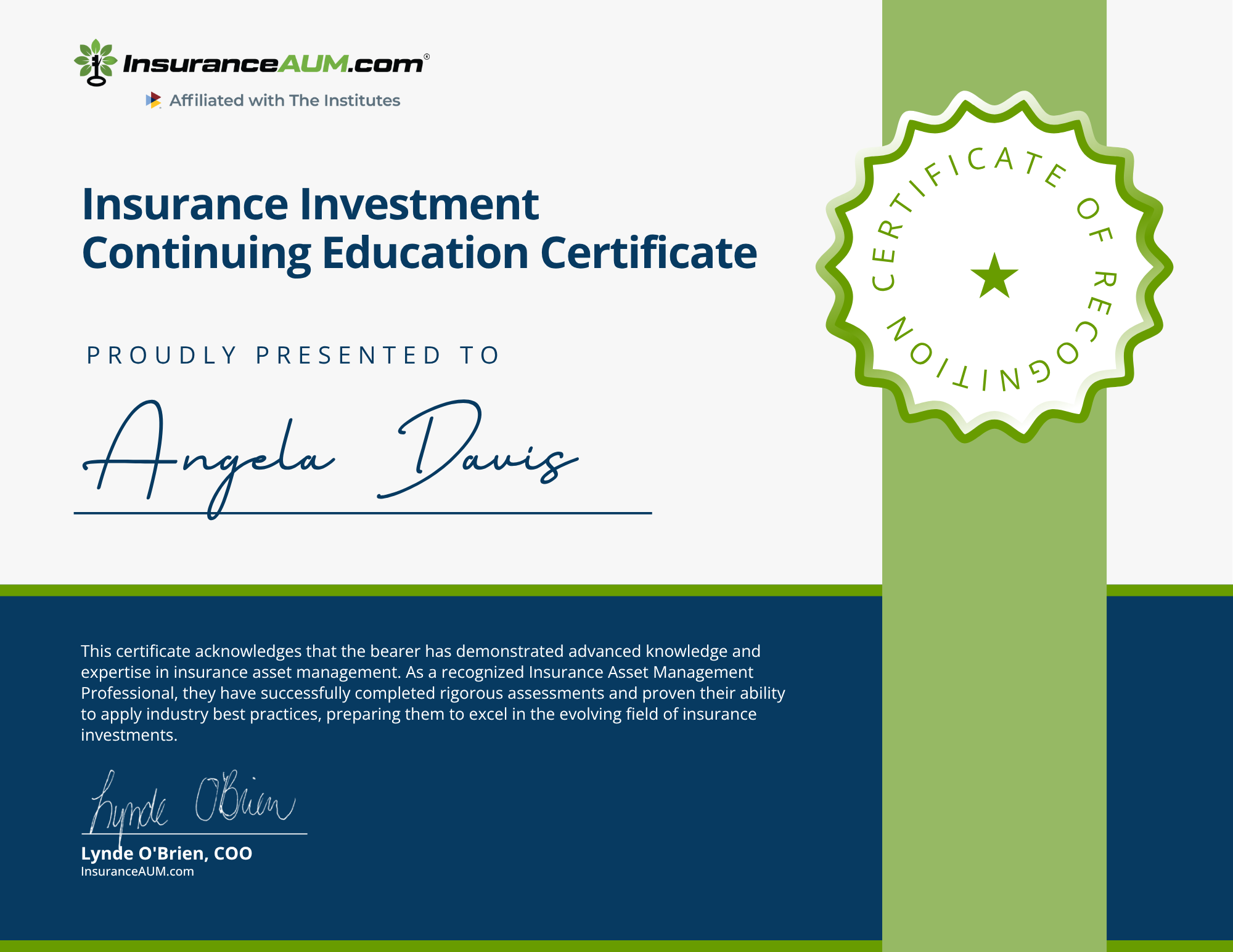 Insurance Investment Continuing Education Certificate