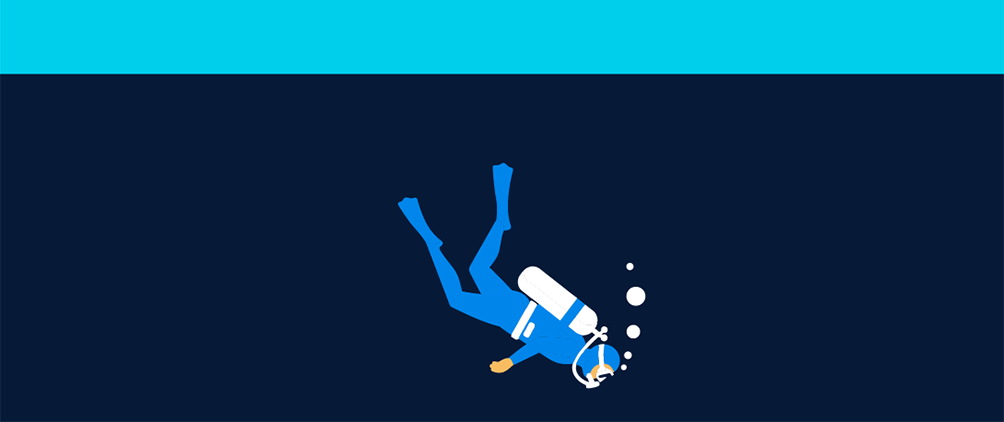 Graphic illustration of a diver