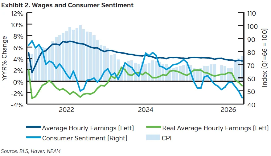 Wages and consumer sentiment chart for NEAM Trade Winds July 2026.