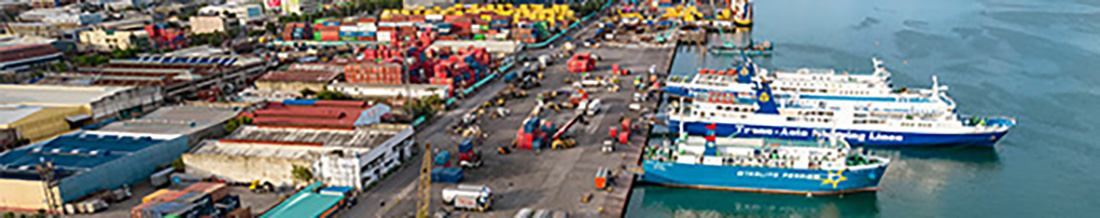 Port and shipping infrastructure illustrating Indonesia and the Philippines