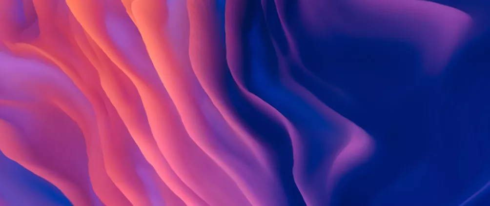 Abstract 3D gradient background with flowing waves in vibrant pink, purple, and blue tones, creating a smooth and modern fluid design